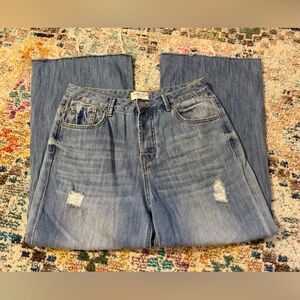 Blank Paige Lightweight Wide-Leg Distressed jeans